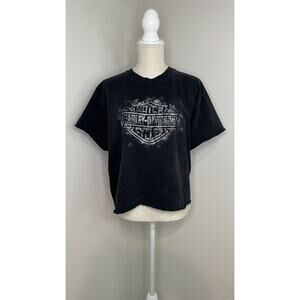 Harley Davidson Buffalo New York 2005 Short Sleeve Women's XL Cropped Tee Grunge